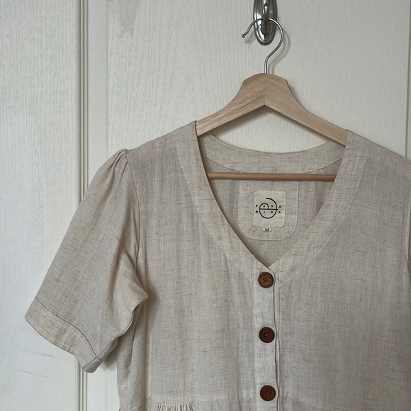 EUC slow fashion pana Mina linen cotton beige dress in size M - Picture 4 of 5